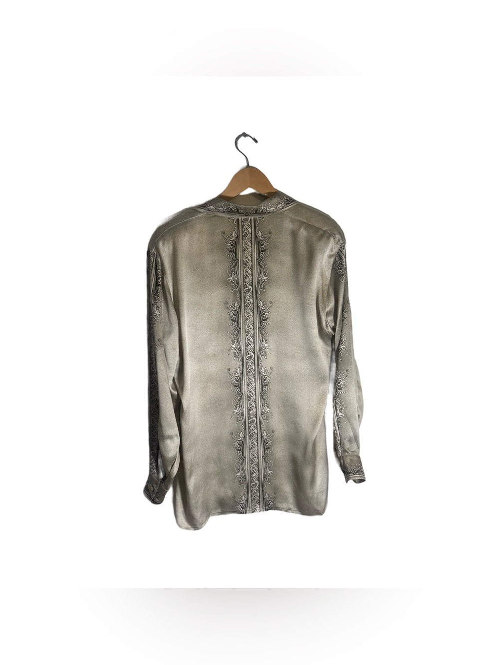 Escada Silk Blouse Women's 39 Vintage Button Front Blouse Gold Baroque Shiny - Picture 5 of 8